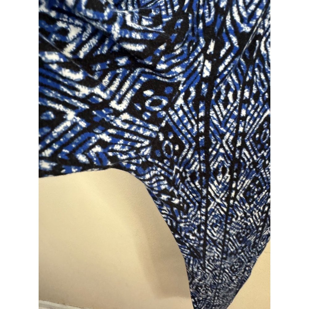 AMBIANCE Blue Tribal Design Elastic Waist Drawstring Strapless Jumpsuit Size L - Picture 4 of 12
